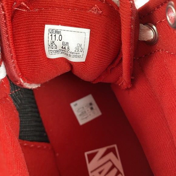 Vans Filmore Hi Suede & Canvas Sneakers Red Mens Size 11 Brand New - Picture 11 of 16